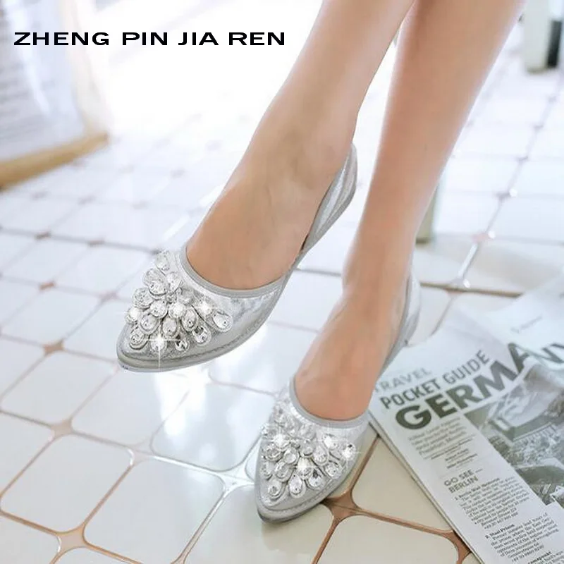 ZHENG PIN JIAREN/Новинка 2018 года туфли на плоской подошве со стразами удобная обувь
