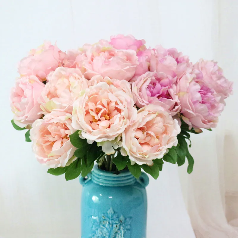Flone Silk Artificial Peony Bouquets Cloth Fake Peony Simulation Props For Wedding Birthday Party Bedroom Home Decoration Art (2)