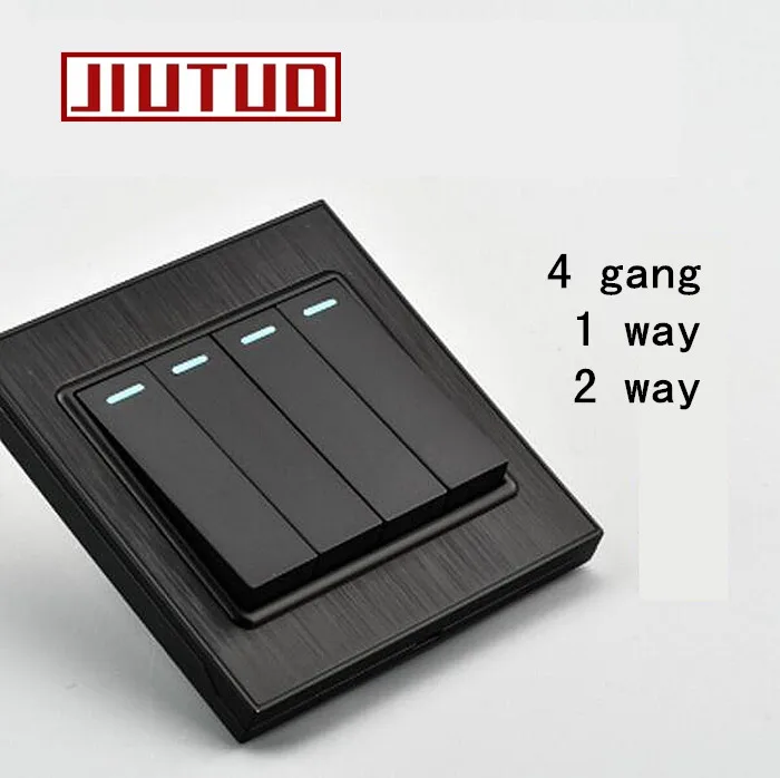 Jiutuo настенный выключатель Панель, черный, светильник переключатель 86 мм* 86 мм 10A AC 110~ 250V 10A 1/2/3/4 gang 1/2 способ - Цвет: 4 gang 1 way