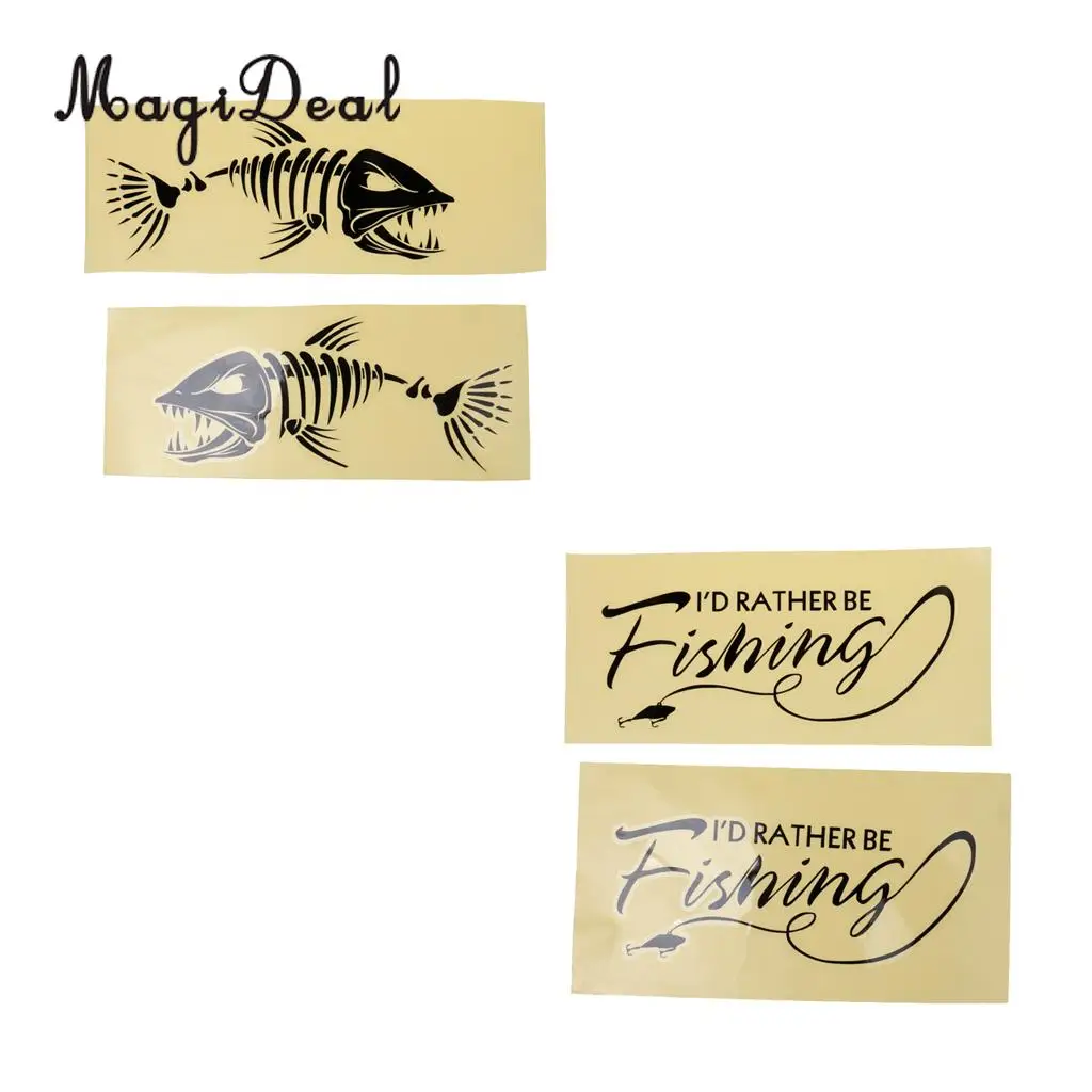 MagiDeal 2Pcs Waterproof Fish Skeleton Sticker Funy Vinyl Decals