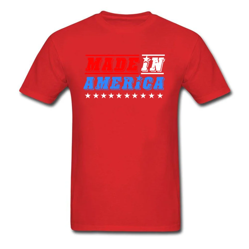 MADE IN AMERICA Special Printed Tops & Tees Crewneck NEW YEAR DAY 100% Cotton Short Sleeve T-shirts for Men Geek Top T-shirts MADE IN AMERICA red