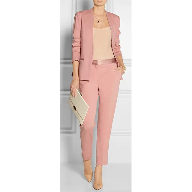 Custom Made Pink Womens Pant Suits For Weddings Business Custom Made Pink Womens Pant Suits For Weddings Business Female Trouser