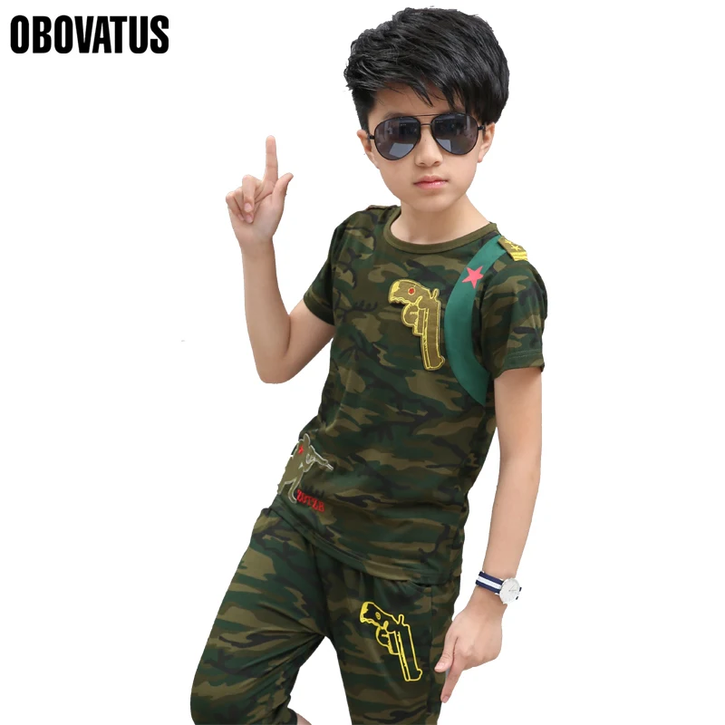 

2017 children fashion summer Boys Girls clothing sets 2pcs camouflage sport suit clothes sets Children summer Tshirt Pants set