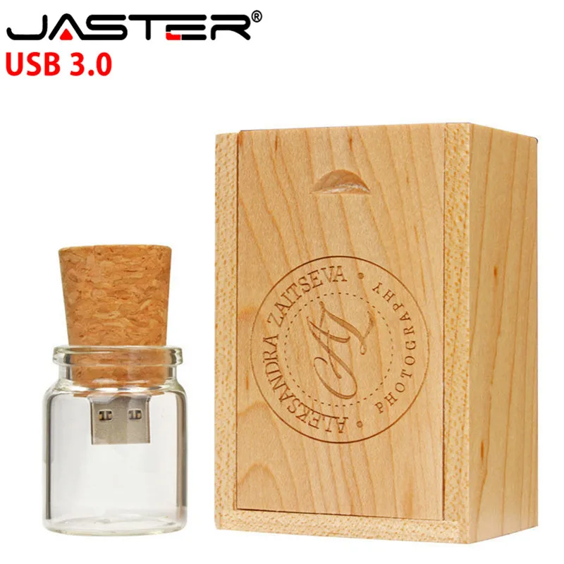 

JASTER wooden cork drifting bottle usb 3.0 flash drive pendrive 4GB 8G 16GB 32GB 64GB wishing bottle wedding gift customer LOGO