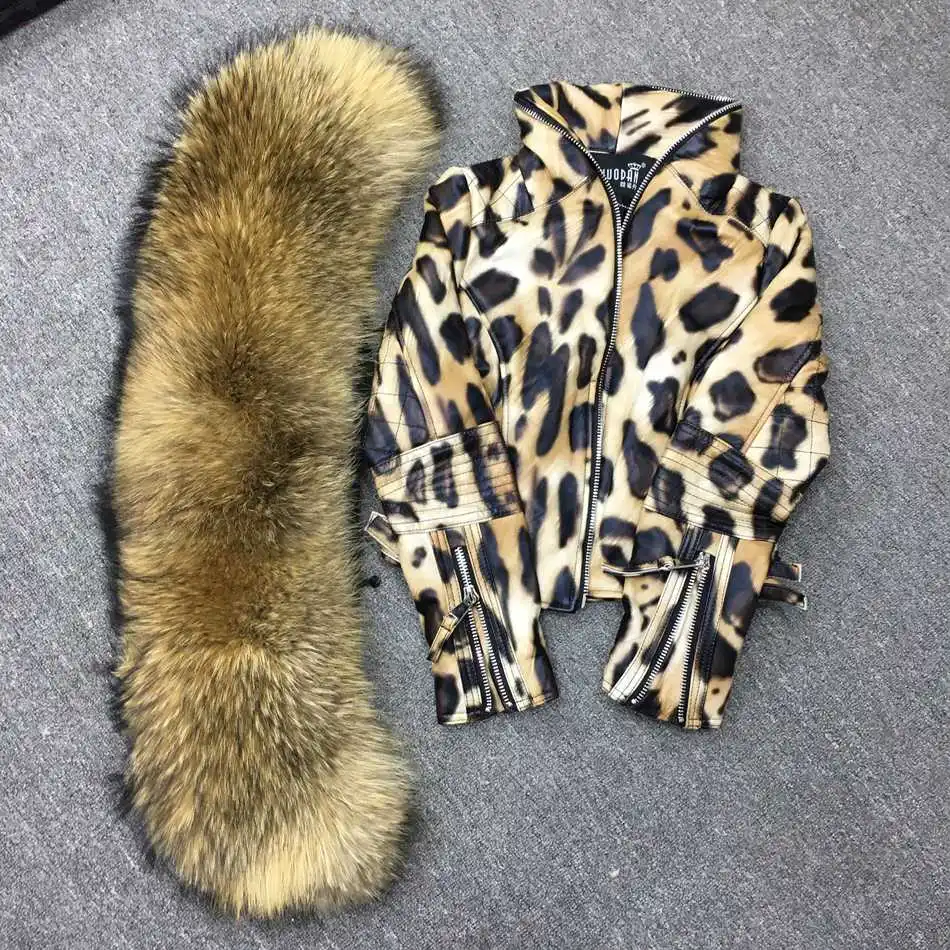 lady leopard leather jacket women real fur (11)
