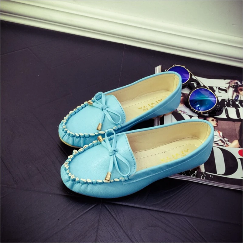 New 2016 Women s Loafers Shoes Lady Flats Round Toe Bowtie Women Flats Ballerina Shoes Chaussure