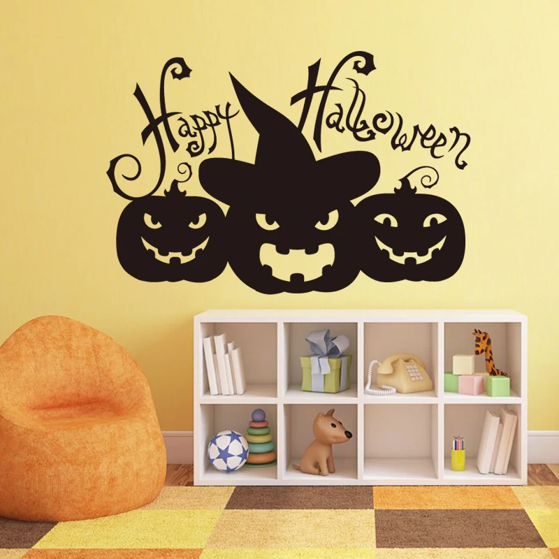 Halloween decoration happy halloween pumpkin head Art Design home decoration Vinyl Wall Sticker
