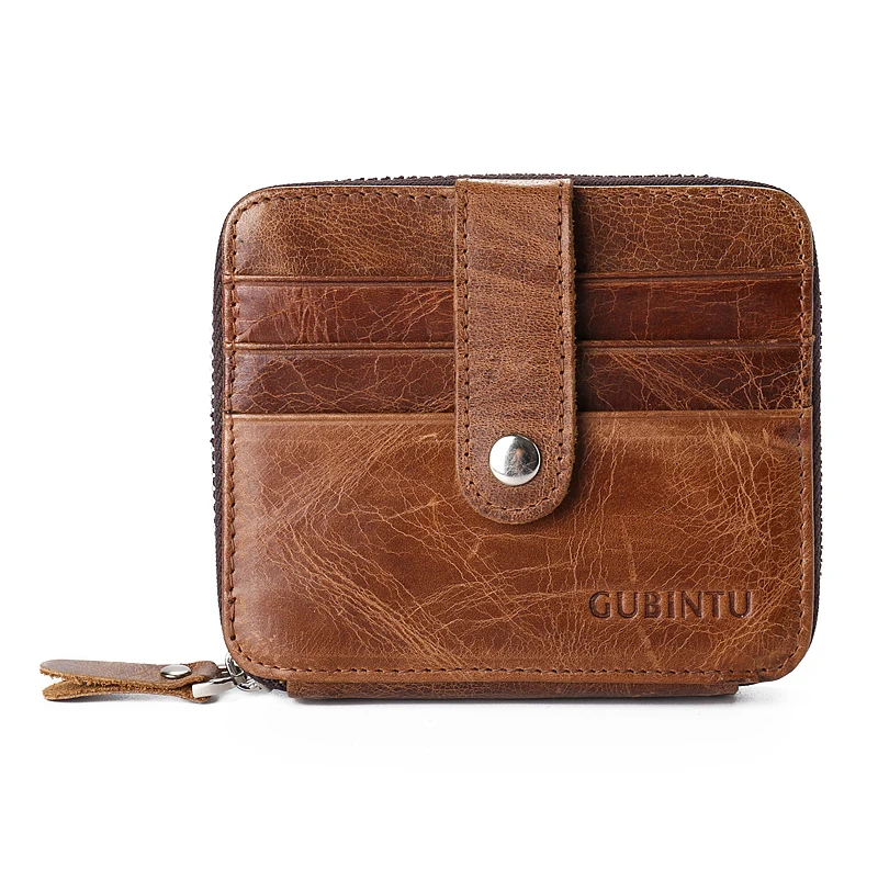 

Mini Wallet Genuine Leather Men Wallet Vintage Slim Credit ID Card Holder Case Coin Pocket Travel Purse Zipper For Male Simple
