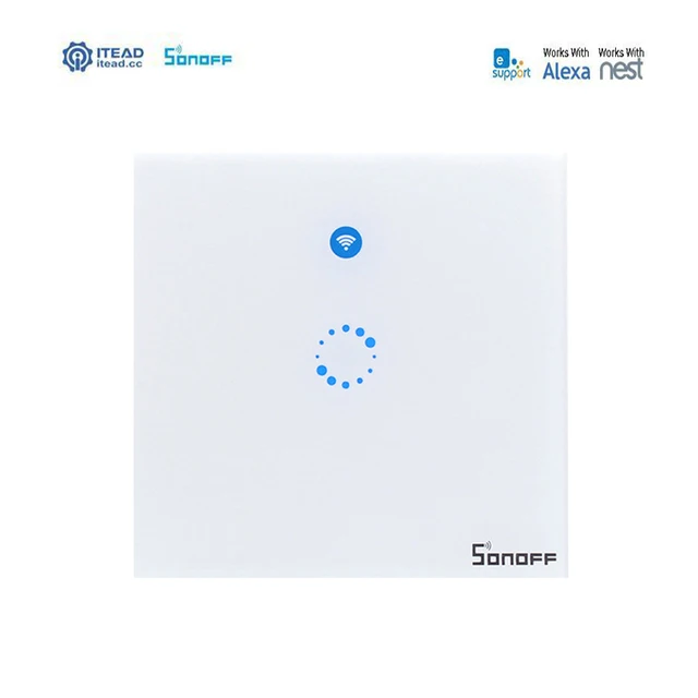 sonoff t1 1 gang uk wifi smart rf app touch control wall light works with nest light
