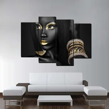 

Golden Egyptian Queen Beauty Black Woman Portrait Wall Art Canvas Print Picture Painting for Home Living Room Decor Dropship
