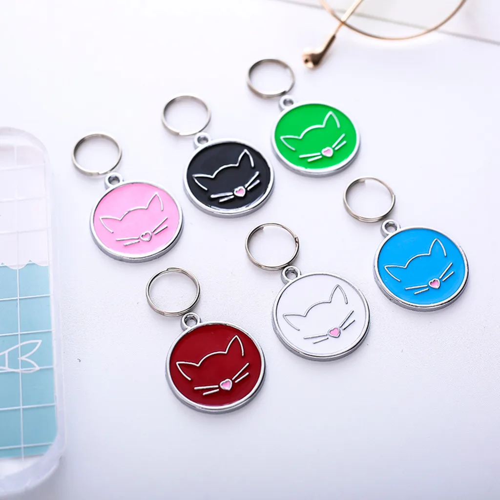 

Personalized Dog Tags Cat Puppy Pet ID Name Collar Tag Pendant Pet Accessories Cat face Size Diameter 25mm Z704