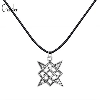 Slavic Norway Valknut Viking Svarog square pendant Colier Star Rus amulet Charm Ancient talisman jewelry pagan men Rope necklace