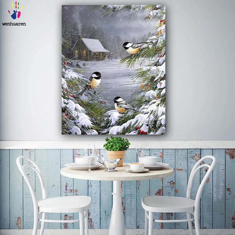 

DIY colorings pictures by numbers with colors Three different kinds of birds picture drawing painting by numbers framed Home
