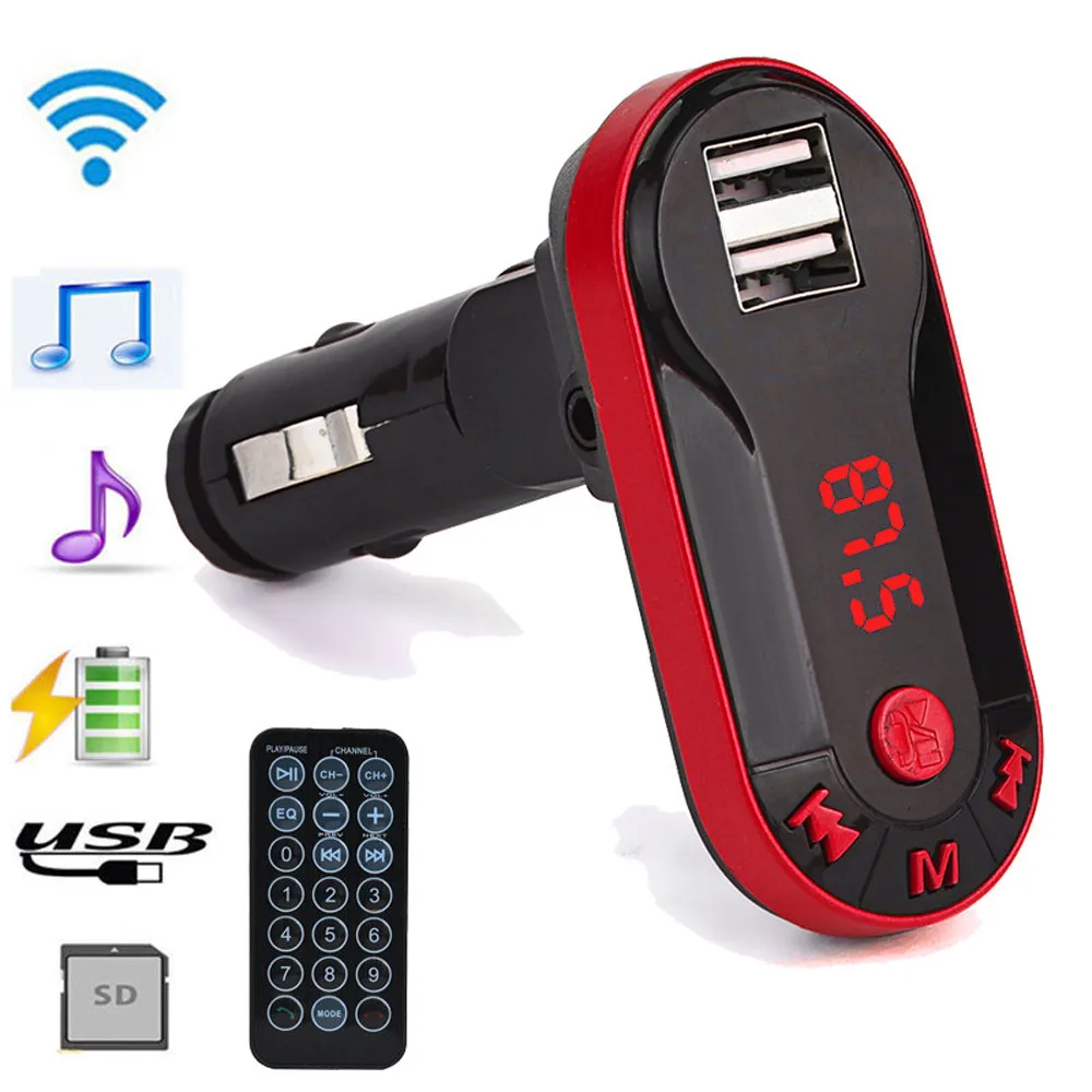 12 V Bluetooth Беспроводной, свободные руки, FM передатчик, автомобильный комплект USB MP3 плеер громкой связи Bluetooth гарнитура для авто Поддержка TF SD с дистанционным управлением Управление# SS