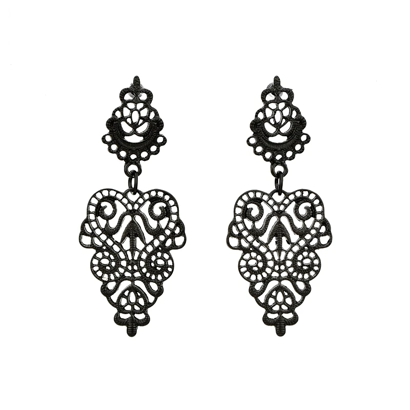 

Hot Sale Fashion Retro Palace Style Hollow Leaf Pattern Big Dangle Drop Statement Earrings for Women Jewelry Brincos Oorbellen