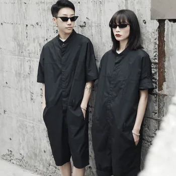 

2019 new overalls pants summer loose men's hip hop bodysuit Korean men's fashion jumpsuit singer costumes