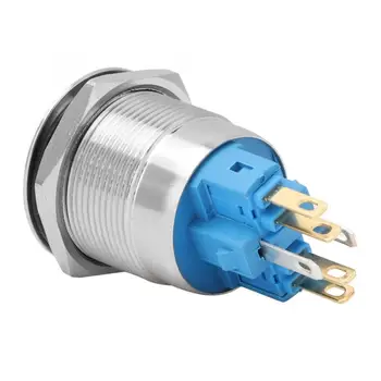 

20Pcs 22mm Self-locking Type Flat Ring Head with Light Stainless Steel Button Switch BEM-22-22DS 24VDC 6 Solder Feet