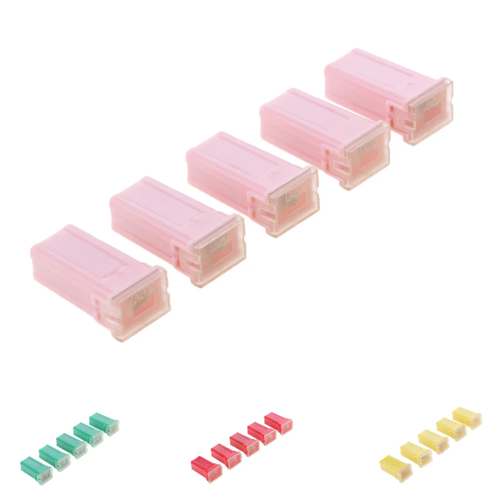 

5 Pieces Car 32V FLF-M Female Push in Blade Cartridge PAL Fuses 30A 40A 50A 60A Water Resistant Housing