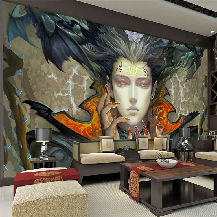 

Vintage photo wallpaper Prince of Evil Wall Mural Custom Waterproof Silk Wallpaper Art Room decor Halloween Decoration Painting