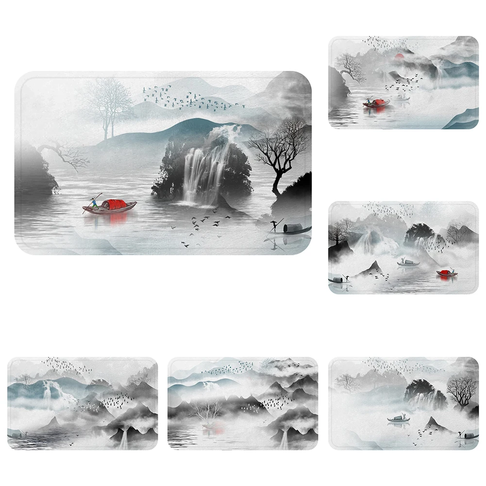 Китайский Ландшафтный рисунок, коврик для рыбалки, лодки, коврик для ванной, декоративные Противоскользящие коврики, коврики для комнаты, автомобиля, пола, бара, двери, домашний декор, подарок