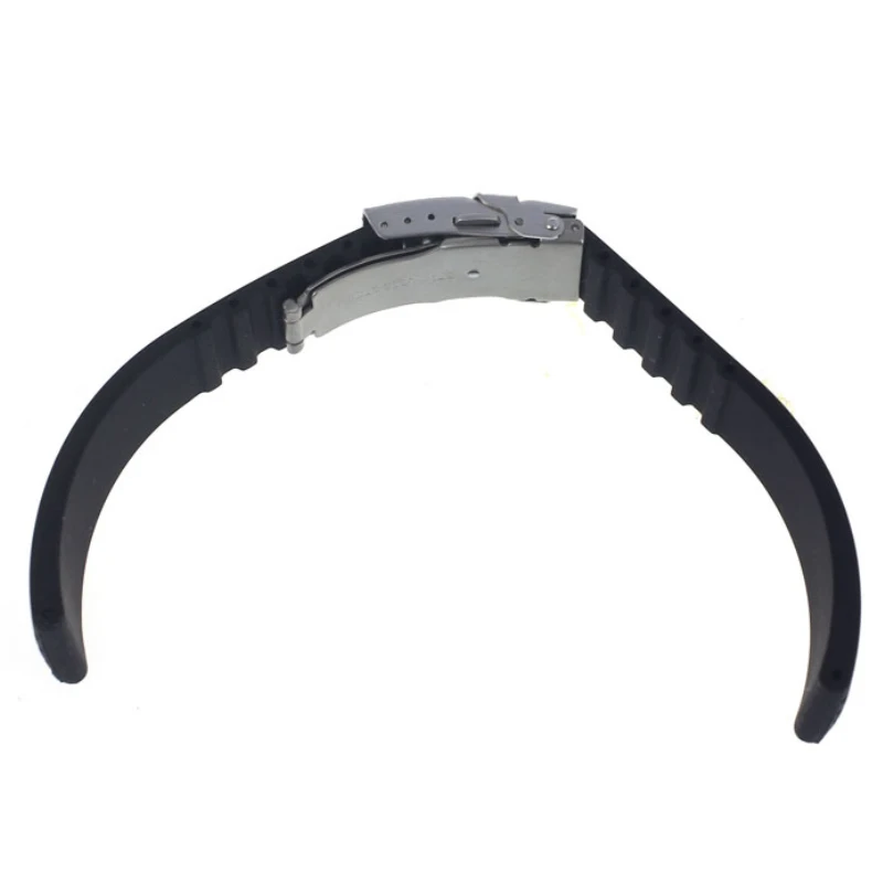 New Design Black Silicone Rubber Watch Strap Band Deployment Buckle Waterproof 18mm ~ 24mm F17