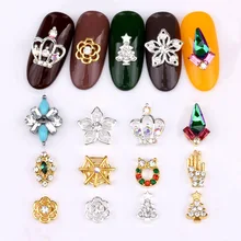 10 шт. дизайн ногтей горный хрусталь драгоценный камень серии украшения Корона Роза Рождественская елка 3D Гламурные ногти аксессуары LH178-189