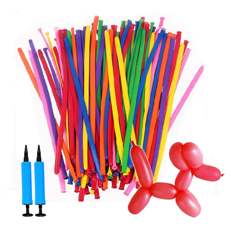 300pcs Latex Long Balloons with Pump Spiral Balloons Magic Air Ballooon