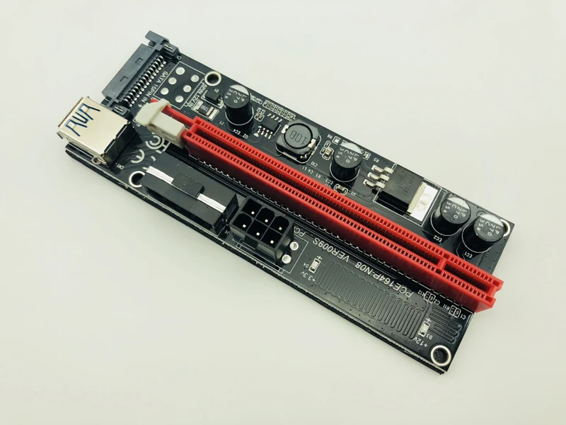 50 шт. Ver009s Riser PCI E Express 1x to 16x Card два светодиодных кабеля USB 3 0 SATA 6pin 4pin molex power для BTC Miner