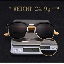 Полуметаллический 3016 Бамбуковые мужские солнцезащитные очки