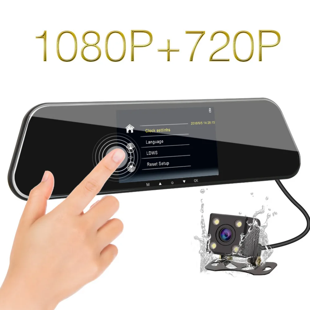 

Pumpkin 5'' IPS Screen Car DVR Camera Night Vision G Sensor Car Dual Dash Camera Rearview Mirror Dual Lens Waterproof Recorder