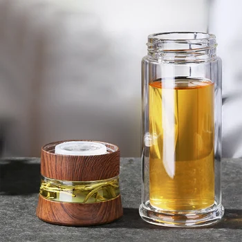 

Outdoor Camping Water Cup Tea Separation Double Glass Cup Tea Coffee Business Gift Cup Quality Transparent Glass Water Filter