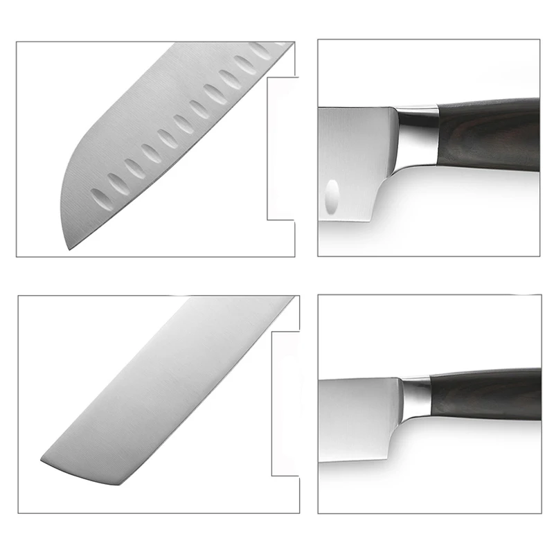 FHEAL 7/8 дюймов японские кухонные ножи из высокоуглеродистой нержавеющей стали нож шеф-повара острый нож сантоку нож для нарезания инструмент для ножей