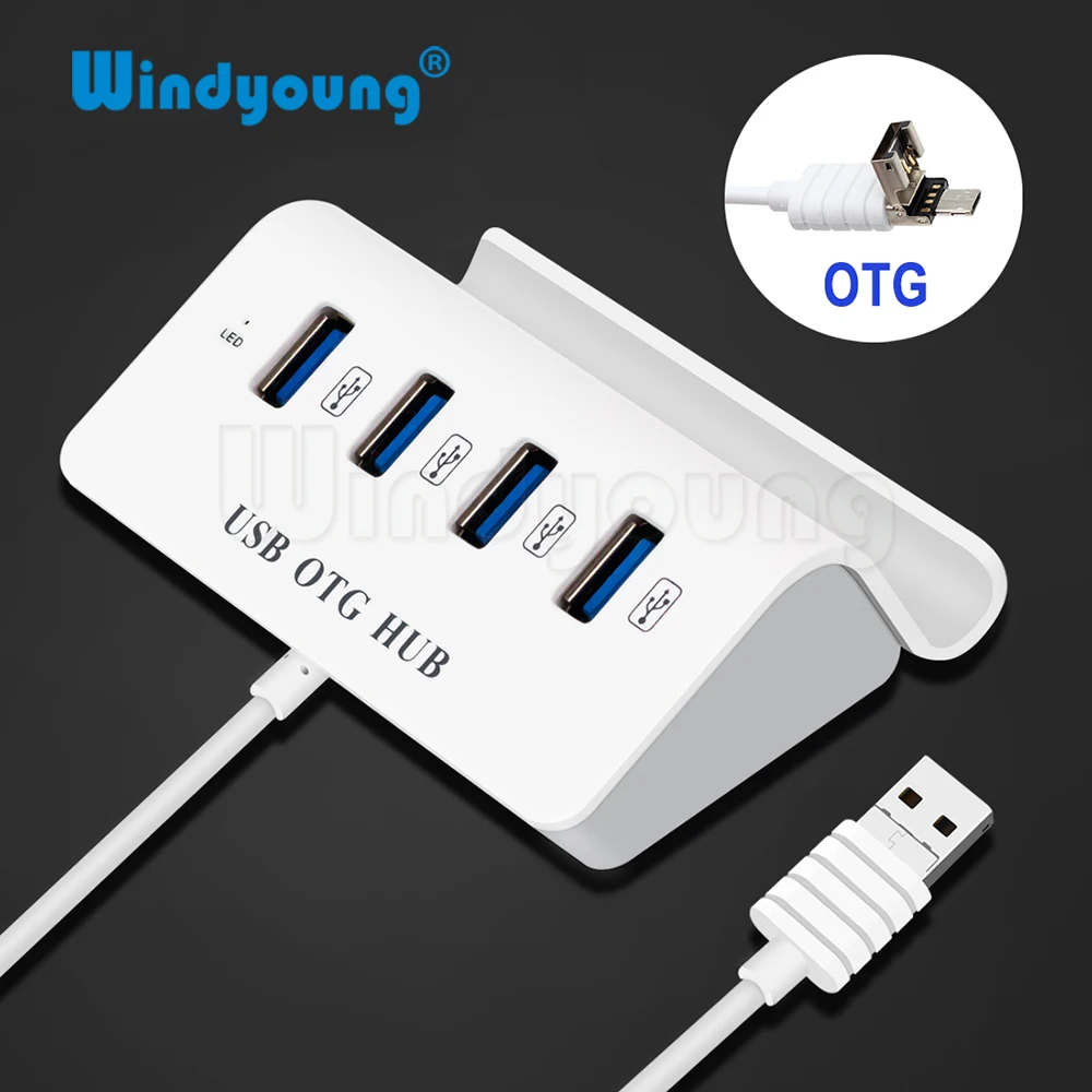 

2 in 1 4 Port Micro USB Hub High Speed OTG Hub Multi USB Splitter for Samsung Xiaomi Andriod Phone Macbook PC with Phone Holder