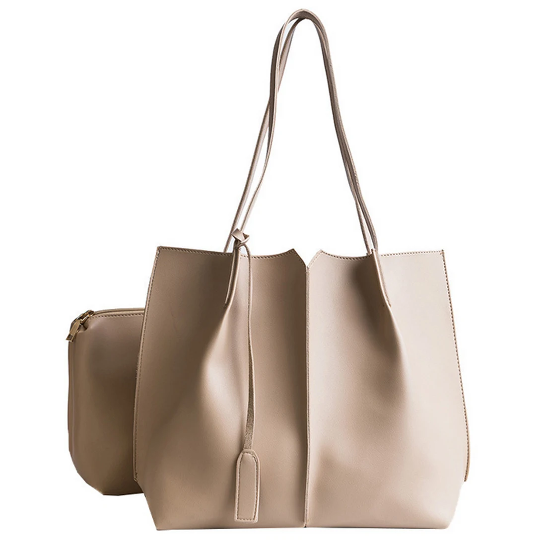 

New Fashion Bucket Tote Bag solid Ladies Casual Composite Patchwork Soft Shopping Bag sets purse+bucket