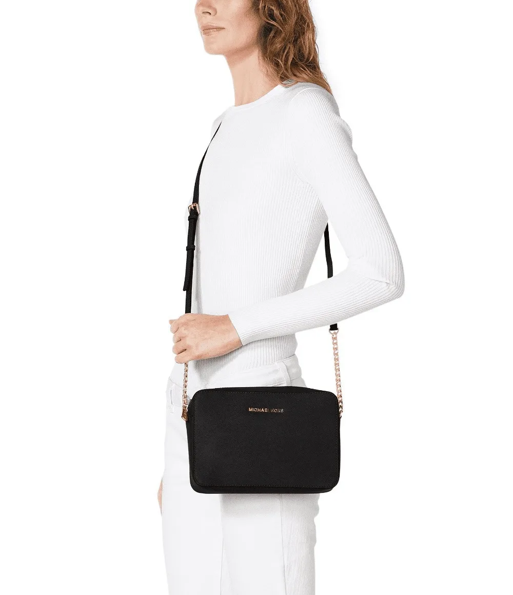 michael kors jet set east west crossgrain leather crossbody