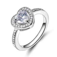 TIGRADE en Forma de Corazón Anillos de La Eternidad Cubic Zirconia Anillo de Boda Joyería de Plata Esterlina Para Las Mujeres de San Valentín Promise Rings anel