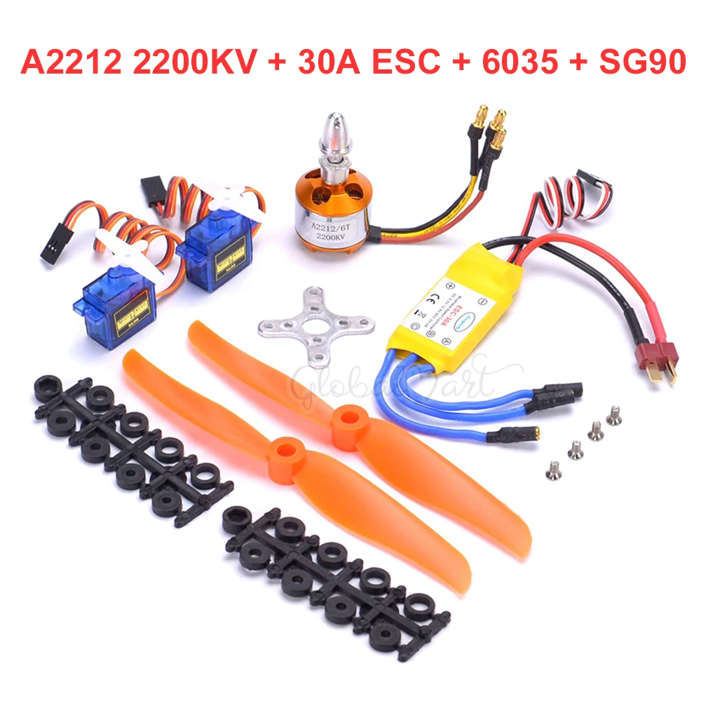 

A2212 2212 2200KV Brushless Motor 30A ESC Motor Mount 6035 Propeller SG90 9G Micro Servo for RC Fixed Wing Plane Helicopter
