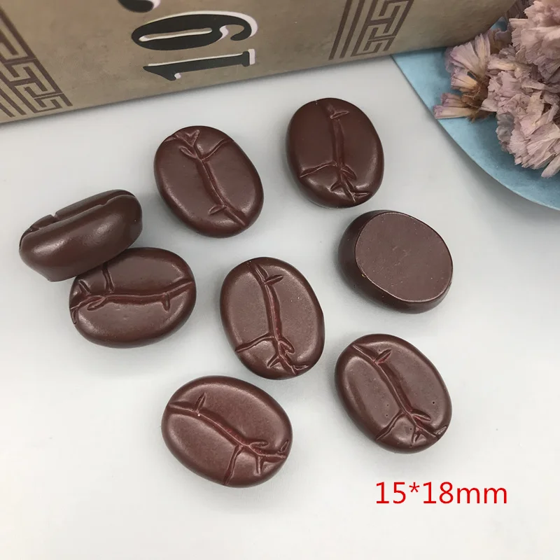 

10PCS Coffee bean Resin Flatback Cabochon Miniature food Art Supply Decoration 15x18mm