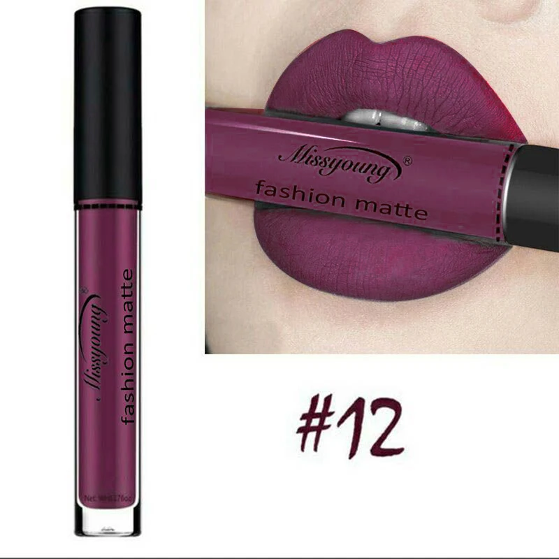 Lipstick Waterproof Velvet Nude Pigment Black Brown Lip Tint Lips Cosmetic 12 Colors Matte Liquid Lip Gloss Makeup Liquid Lipstick Waterproof Velvet Nude Pigment Black Brown Lip Tint Lips Cosmetic 12 Colors Matte Liquid Lip Gloss Makeup Liquid
