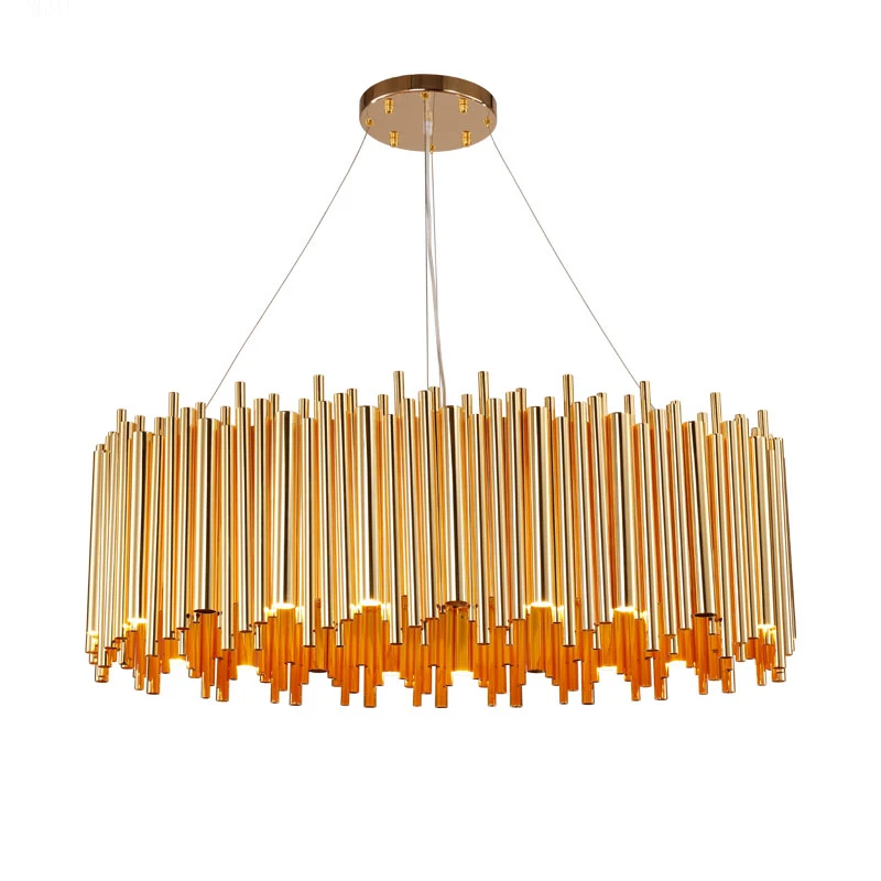 

Post Modern chandelier 100CM round glossy gold color Suspension Luminaire lamp light Modern luxury creative design G9 led lamp