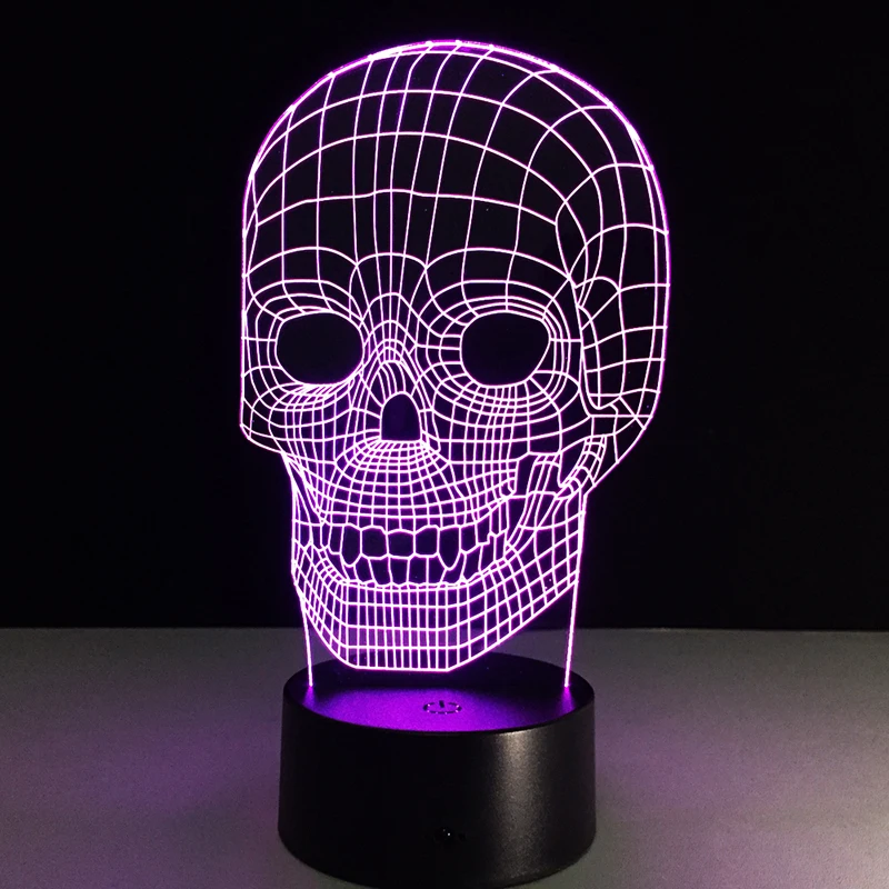 Новинка 3D Светодиодный лампа Illusion luminaria череп головы USB Настольный светильник Touch RGB 7 цветов пеленальный столик ночник прикроватные