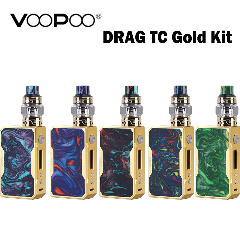

Gold VOOPOO DRAG 157W TC Kit with 5ml UFORCE Tank Gene.fan golden frame resin panel 157W E-cigarette Vape DRAG Kit