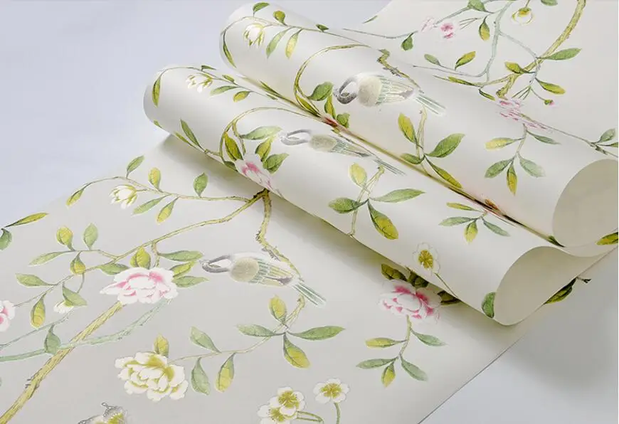 Papel de Parede Sala de Estar Beibehang Vintage American Pastoral Tecido Não Tecido Floral Quarto Sofá Compacto 33 Pap. parede
