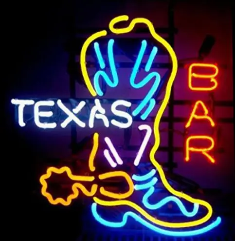 Texas Boot Glass Neon Light Sign