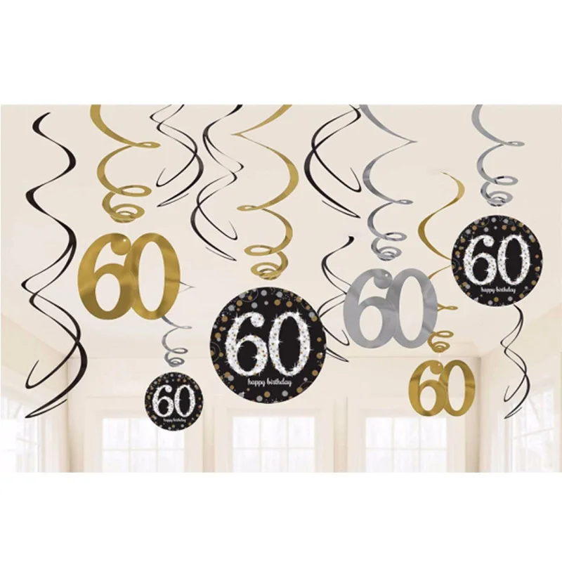 12 шт./компл. 18/21/30/40/50/60/70/80/90 летних пластиковый спиральный орнамент счастливый