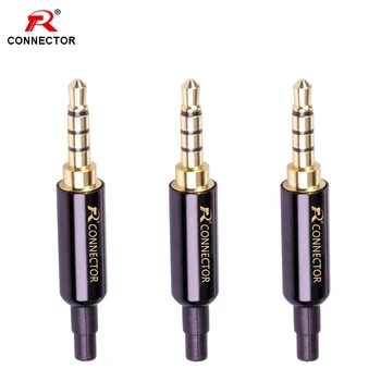 

4pcs 3.5mm plug connector 4Poles Gold Plated Plug +Copper Shell+Protecting Tail jack 3.5mm for Earphone DIY Repairing