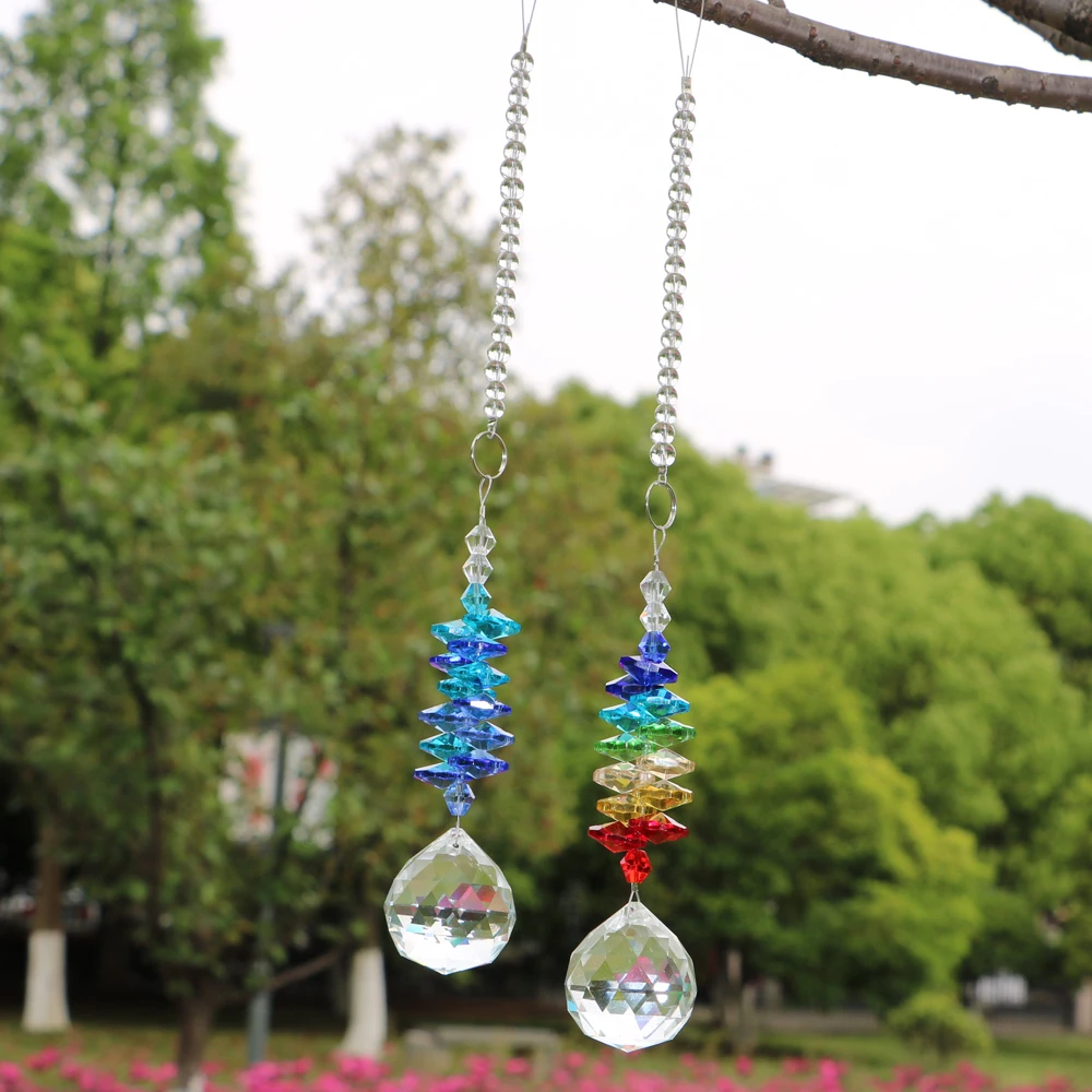 1PCS Chakra Crystal Sun Catchers Chandelier Crystals Ball Prism Pendant Rainbow Maker Hanging Cascade Suncatchers