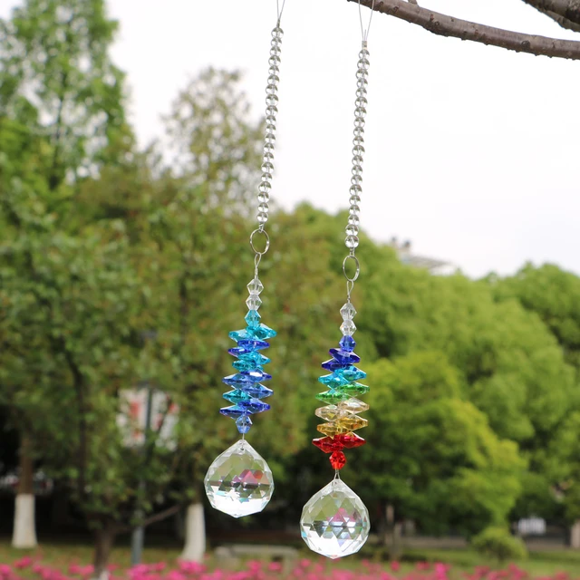 1Db Csakra Kristály Napsütői Csillár Kristályok Golyó Prizma Medál Szivárványkészítő Lógó Kaszkád Napsütők - Image 2