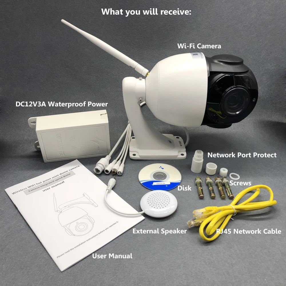 HD 1080 P купольная PTZ IP Камера Wi Fi на открытом воздухе 20X зум 2.0MP двухстороннее аудио