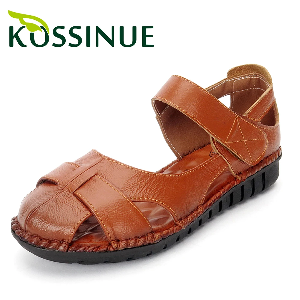

2016 summer shoes woman sandals genuine leather flat sandals women aged real leather flat skidproof sandals female casual shoes